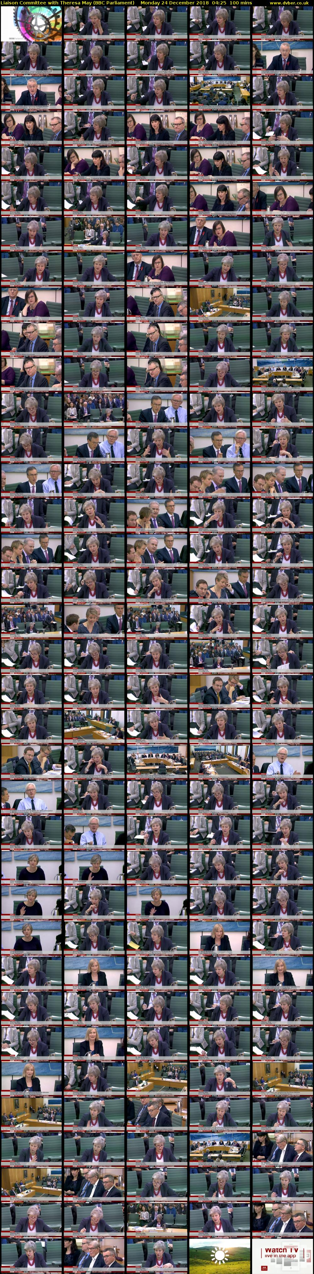 Liaison Committee with Theresa May (BBC Parliament) Monday 24 December 2018 04:25 - 06:05