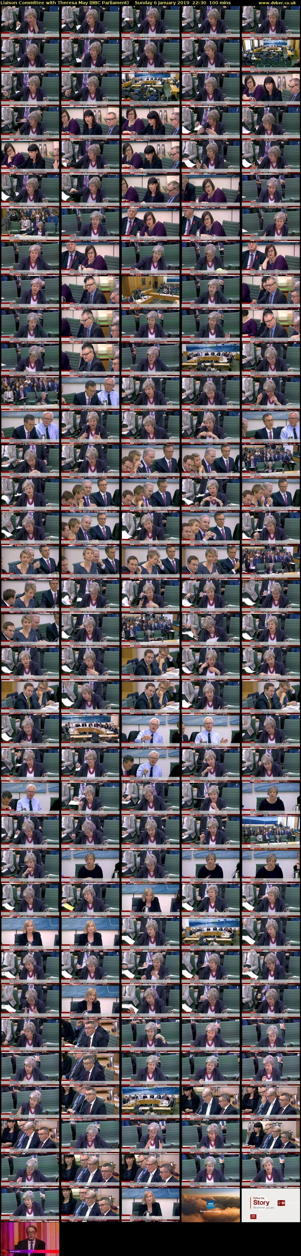 Liaison Committee with Theresa May (BBC Parliament) Sunday 6 January 2019 22:30 - 00:10