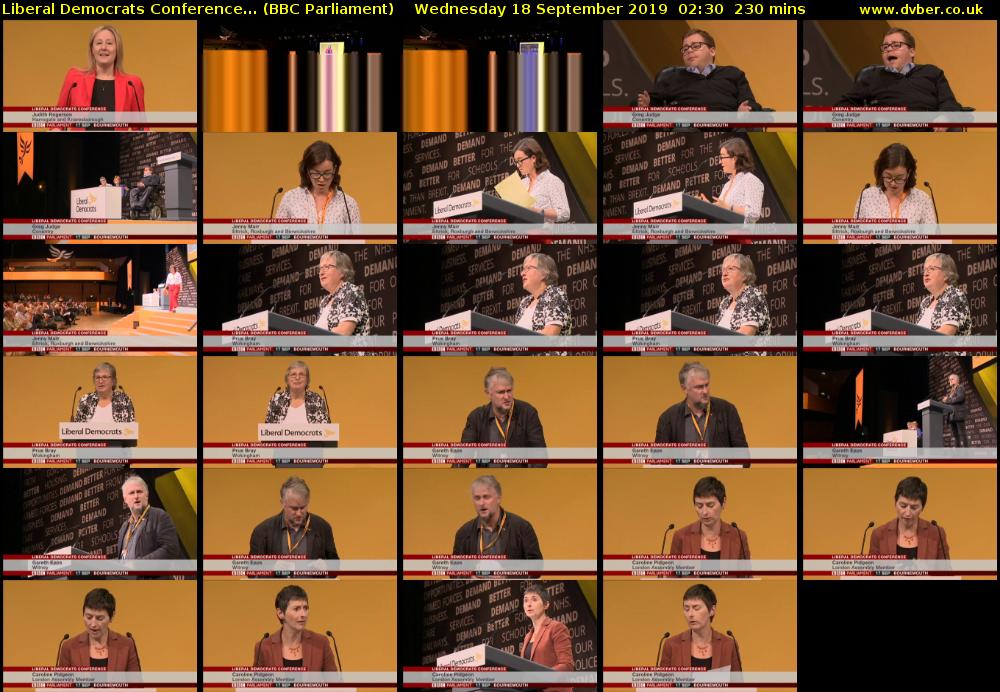 Liberal Democrats Conference... (BBC Parliament) Wednesday 18 September 2019 02:30 - 06:20