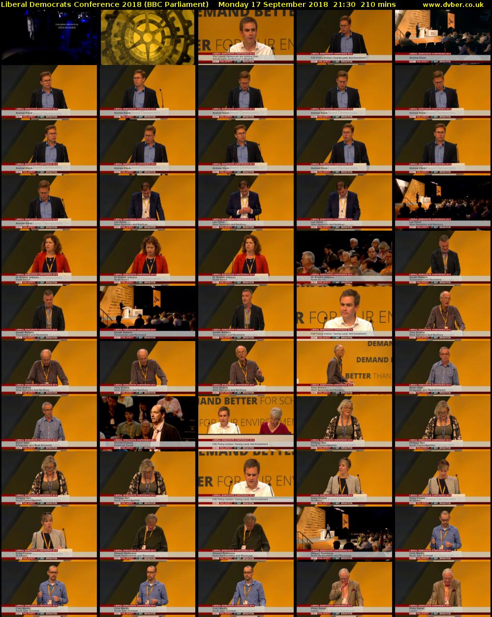 Liberal Democrats Conference 2018 (BBC Parliament) Monday 17 September 2018 21:30 - 01:00