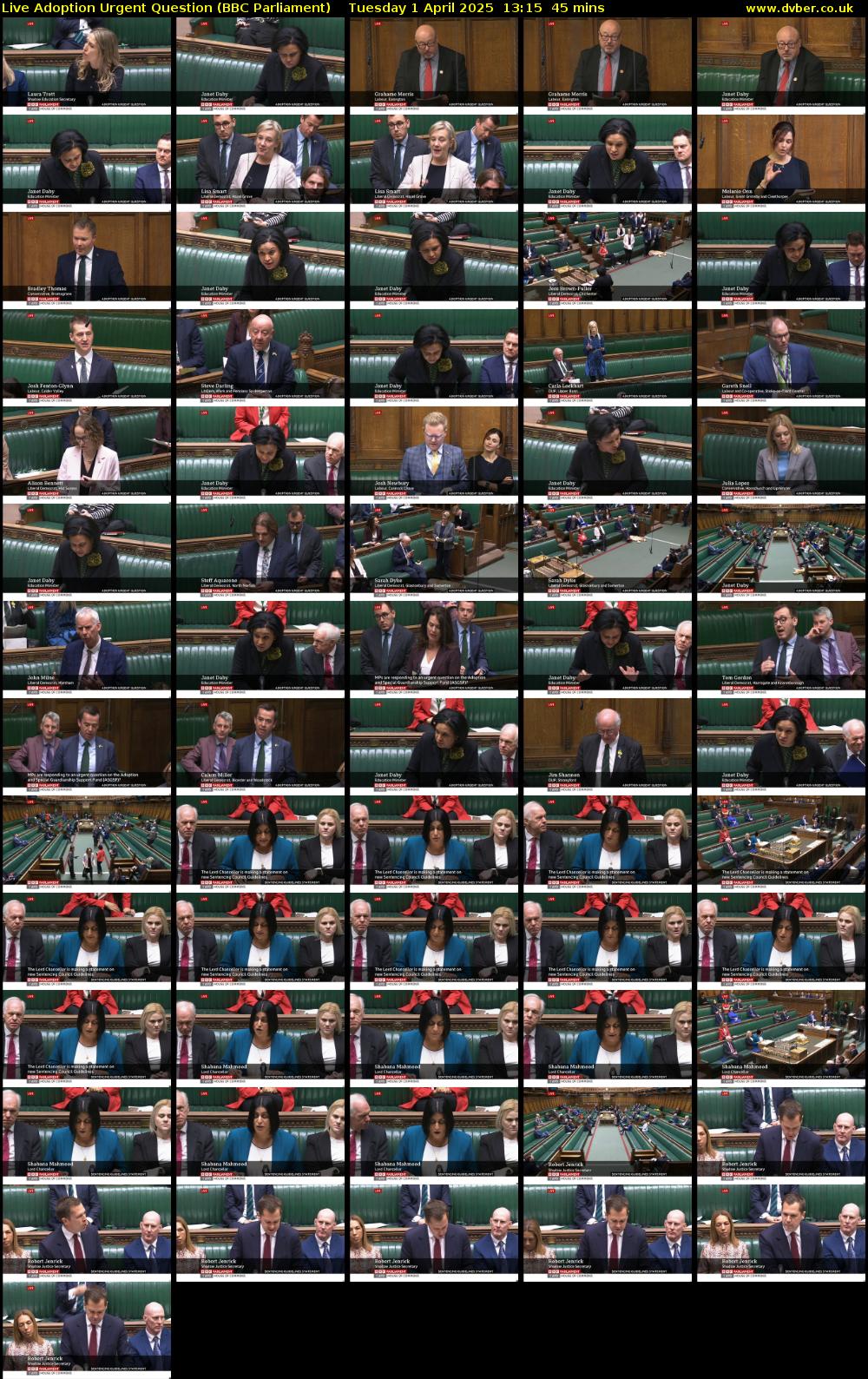 Live Adoption Urgent Question (BBC Parliament) Tuesday 1 April 2025 13:15 - 14:00