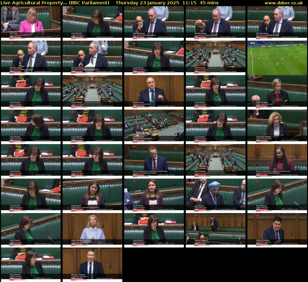 Live Agricultural Property... (BBC Parliament) Thursday 23 January 2025 11:15 - 12:00
