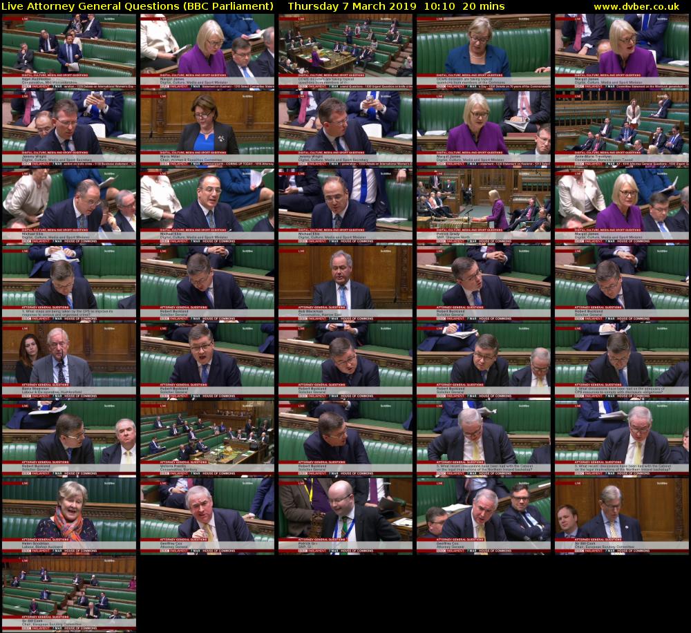 Live Attorney General Questions (BBC Parliament) Thursday 7 March 2019 10:10 - 10:30
