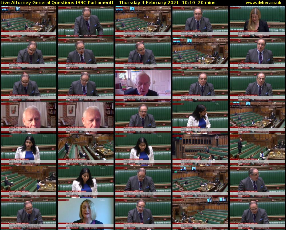 Live Attorney General Questions (BBC Parliament) Thursday 4 February 2021 10:10 - 10:30