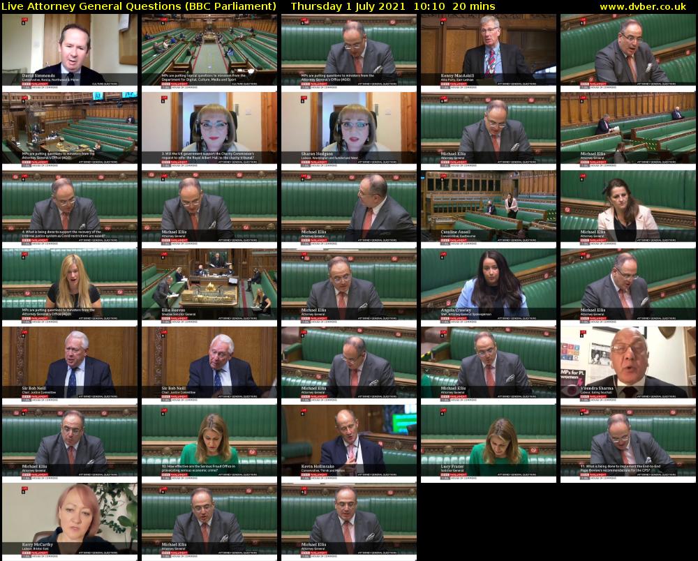 Live Attorney General Questions (BBC Parliament) Thursday 1 July 2021 10:10 - 10:30
