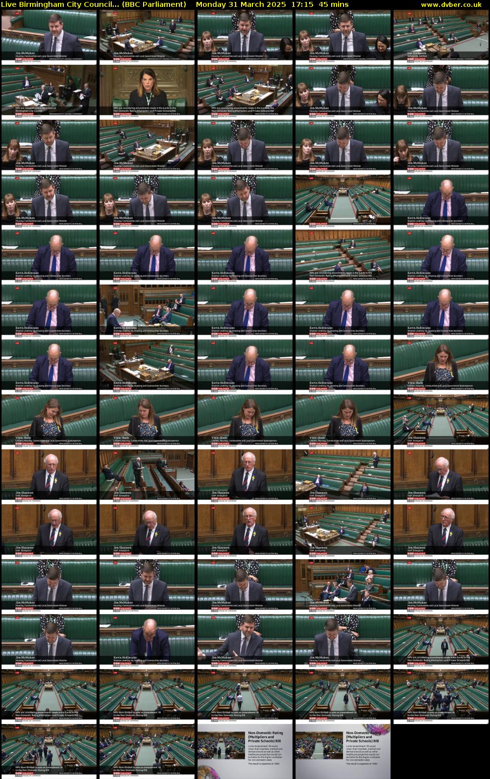 Live Birmingham City Council... (BBC Parliament) Monday 31 March 2025 17:15 - 18:00
