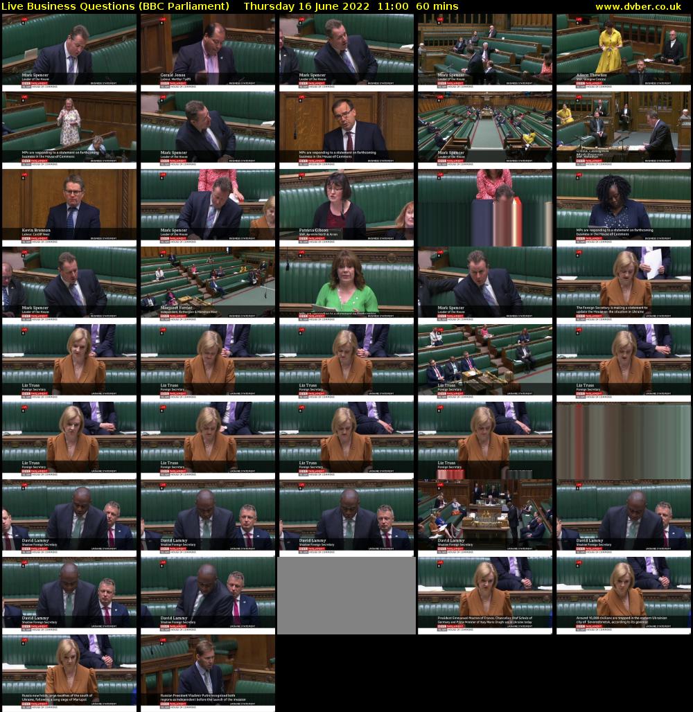 Live Business Questions (BBC Parliament) Thursday 16 June 2022 11:00 - 12:00