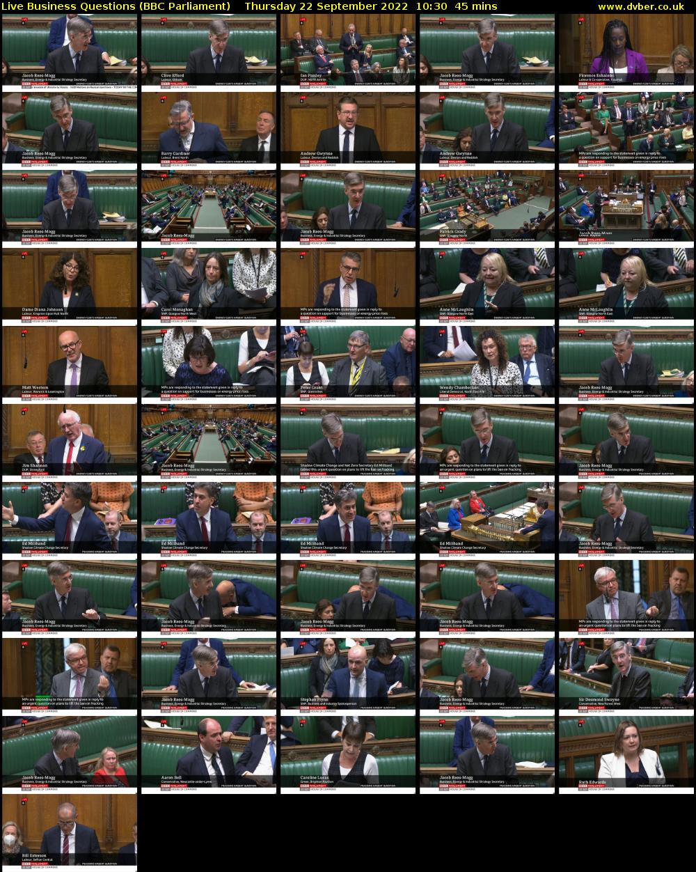 Live Business Questions (BBC Parliament) Thursday 22 September 2022 10:30 - 11:15