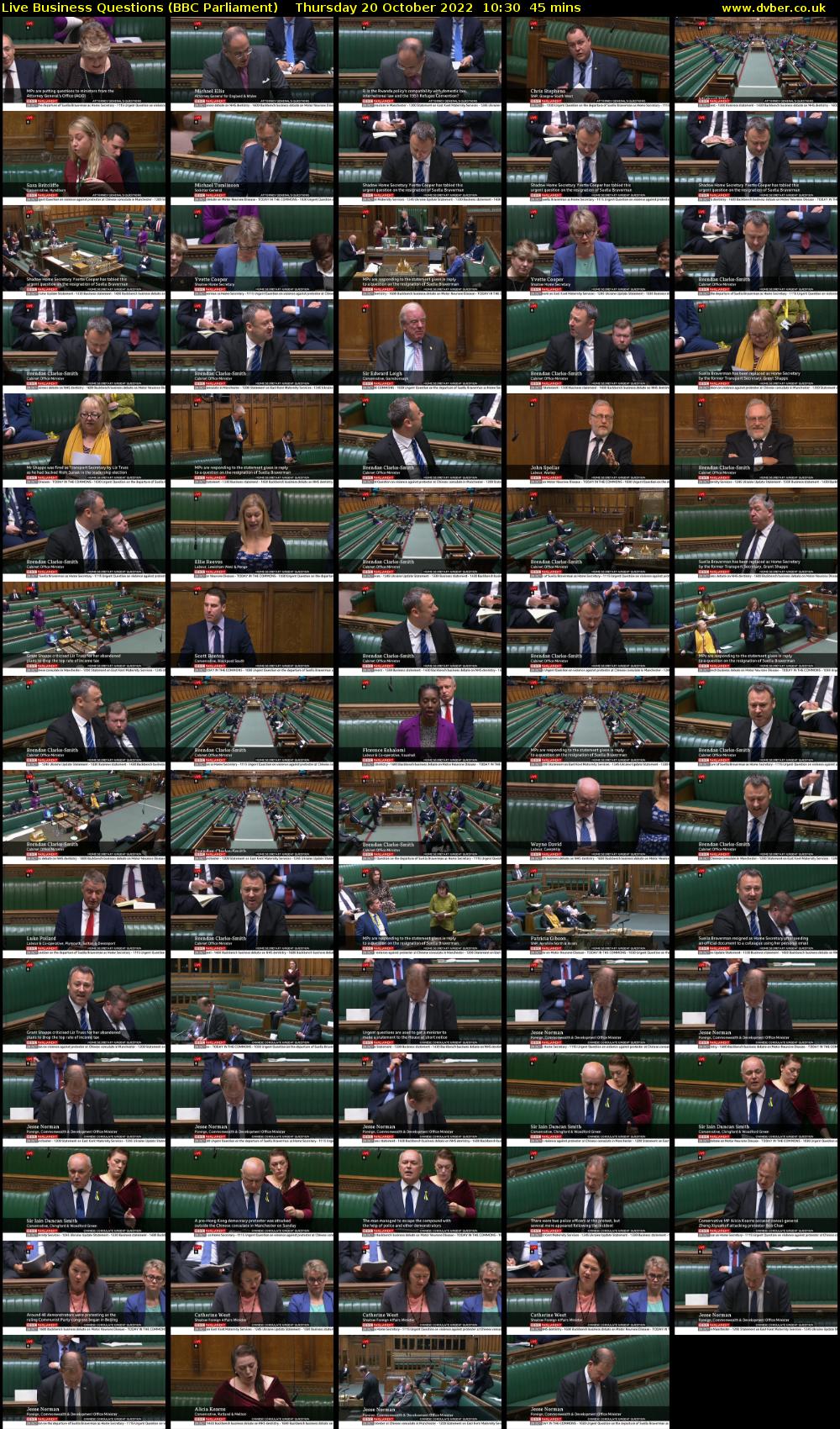 Live Business Questions (BBC Parliament) Thursday 20 October 2022 10:30 - 11:15