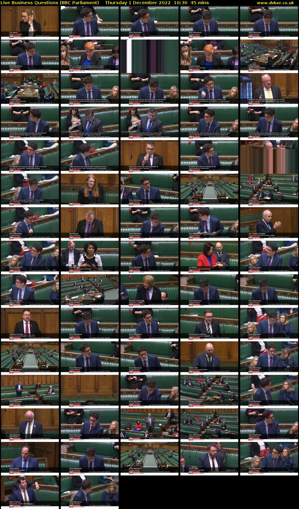 Live Business Questions (BBC Parliament) Thursday 1 December 2022 10:30 - 11:15