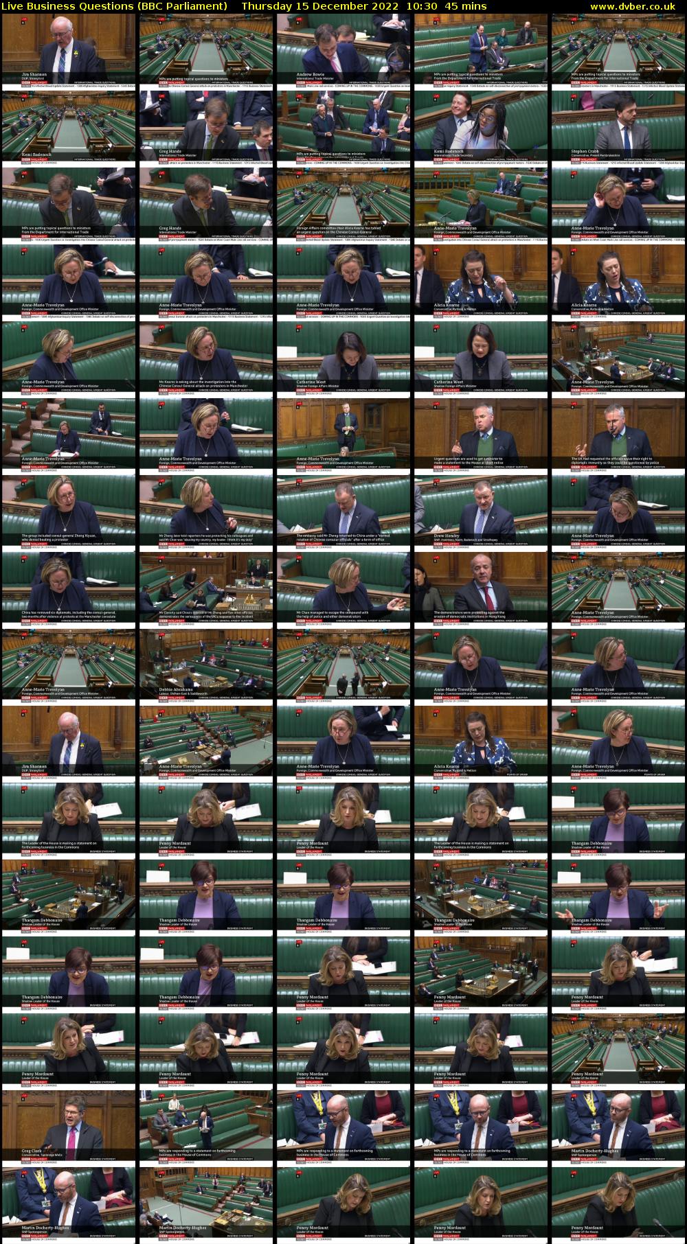 Live Business Questions (BBC Parliament) Thursday 15 December 2022 10:30 - 11:15