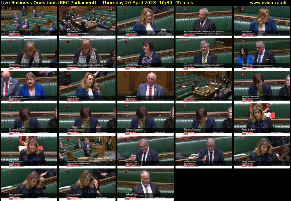 Live Business Questions (BBC Parliament) Thursday 20 April 2023 10:30 - 11:15