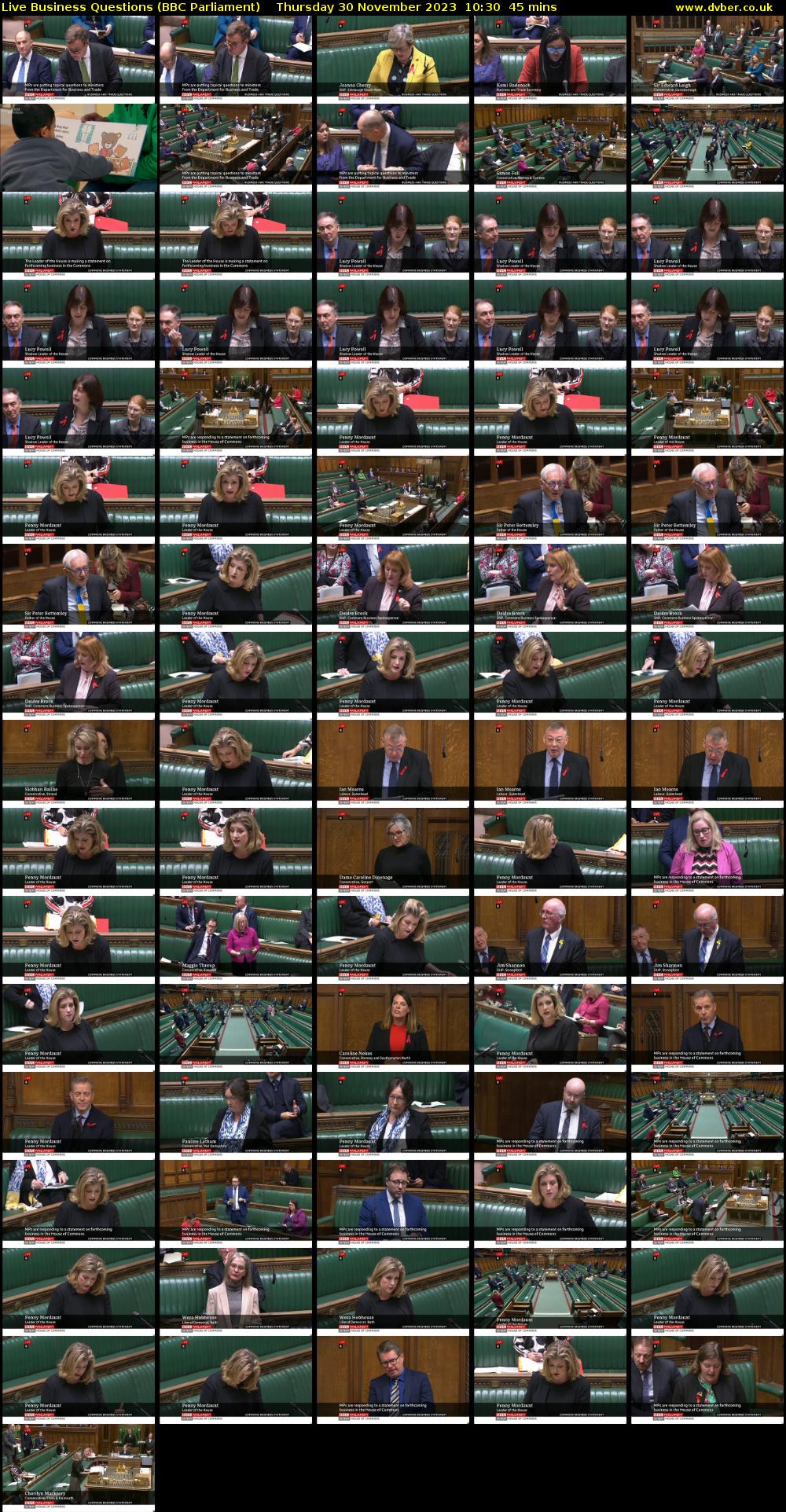 Live Business Questions (BBC Parliament) Thursday 30 November 2023 10:30 - 11:15