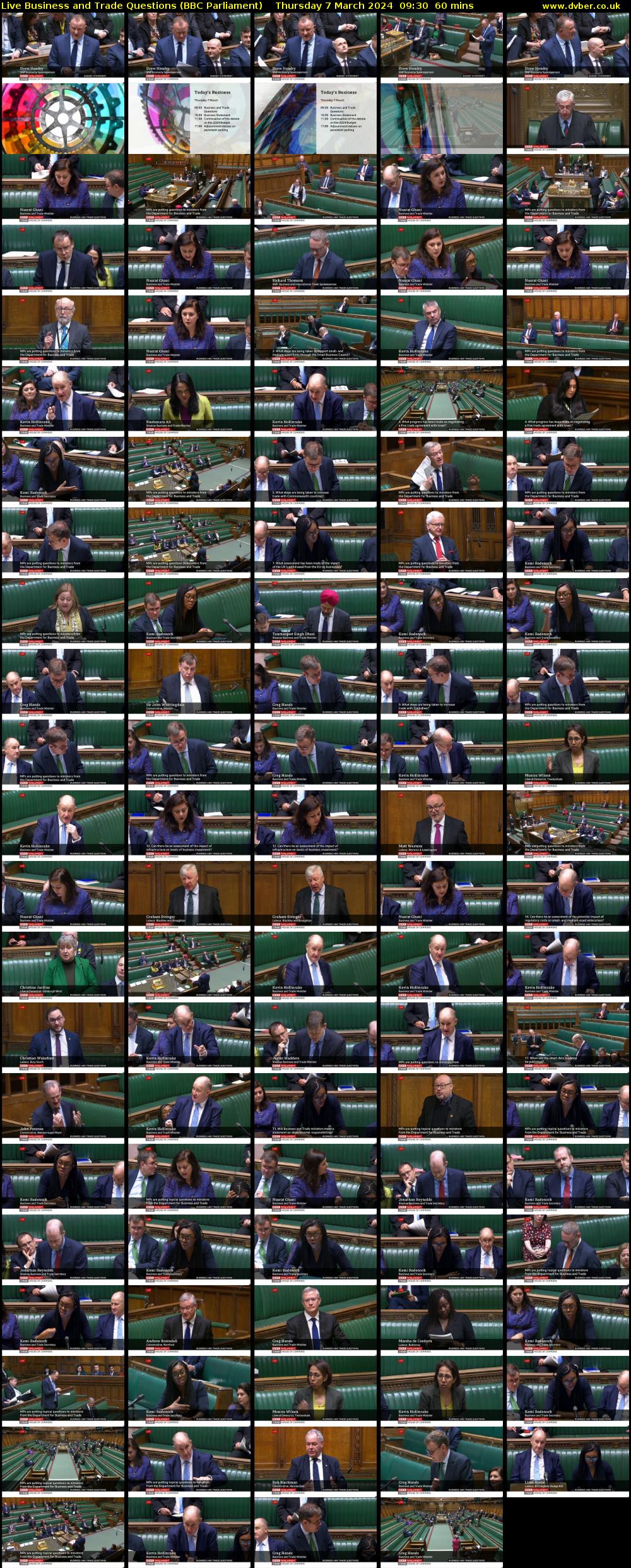 Live Business and Trade Questions (BBC Parliament) Thursday 7 March 2024 09:30 - 10:30