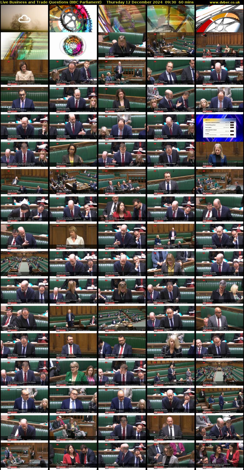 Live Business and Trade Questions (BBC Parliament) Thursday 12 December 2024 09:30 - 10:30