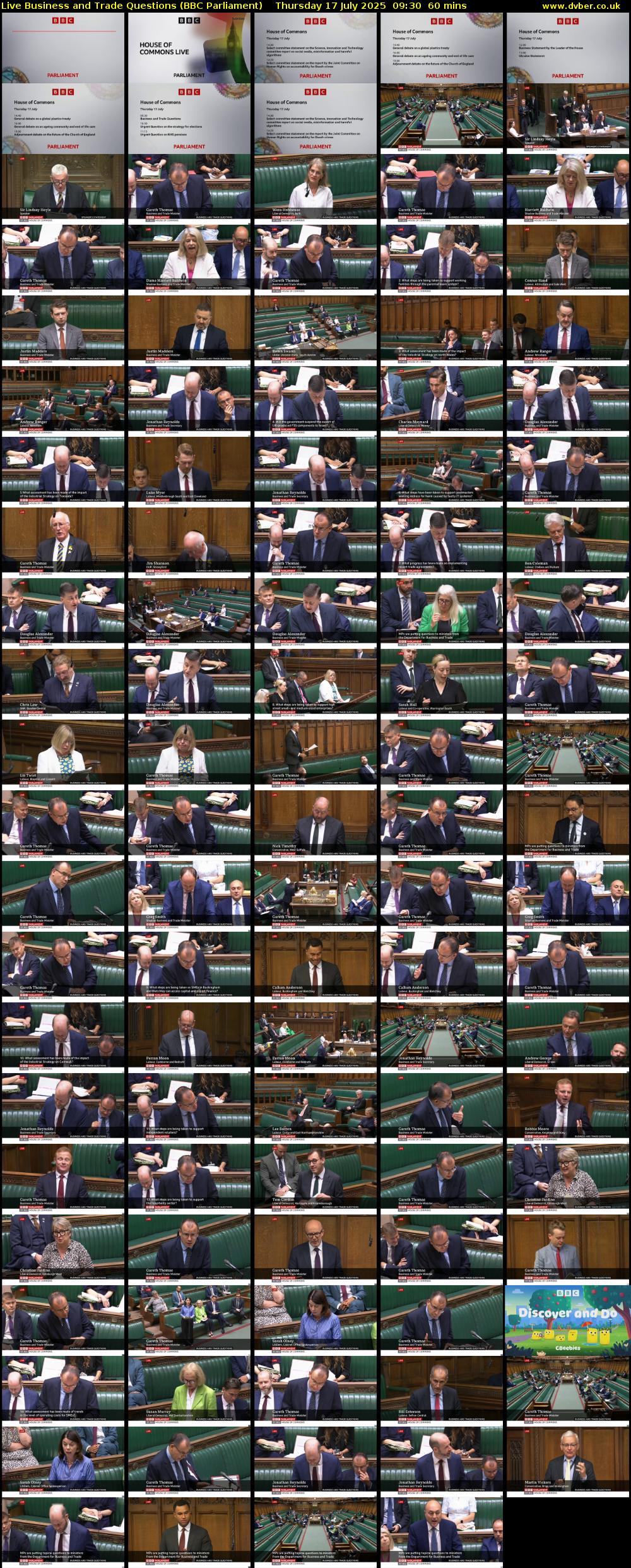 Live Business and Trade Questions (BBC Parliament) Thursday 17 July 2025 09:30 - 10:30