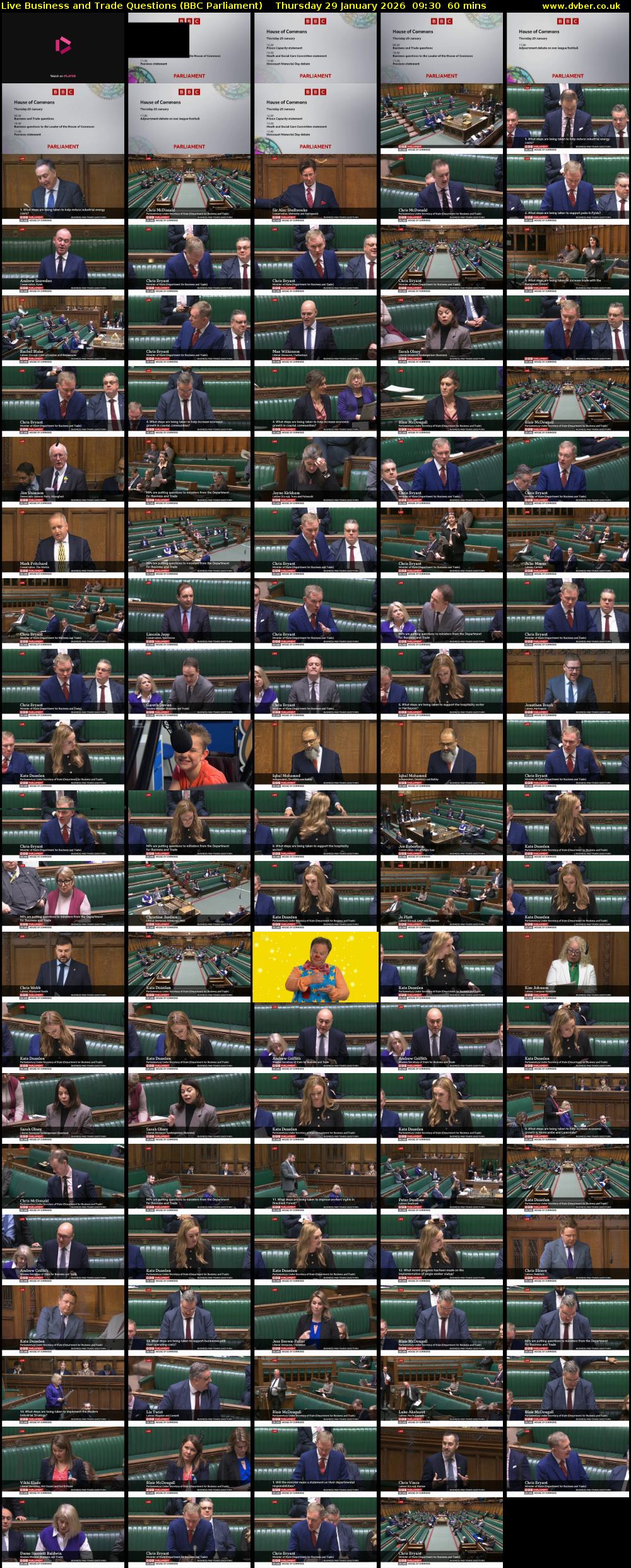 Live Business and Trade Questions (BBC Parliament) Thursday 29 January 2026 09:30 - 10:30