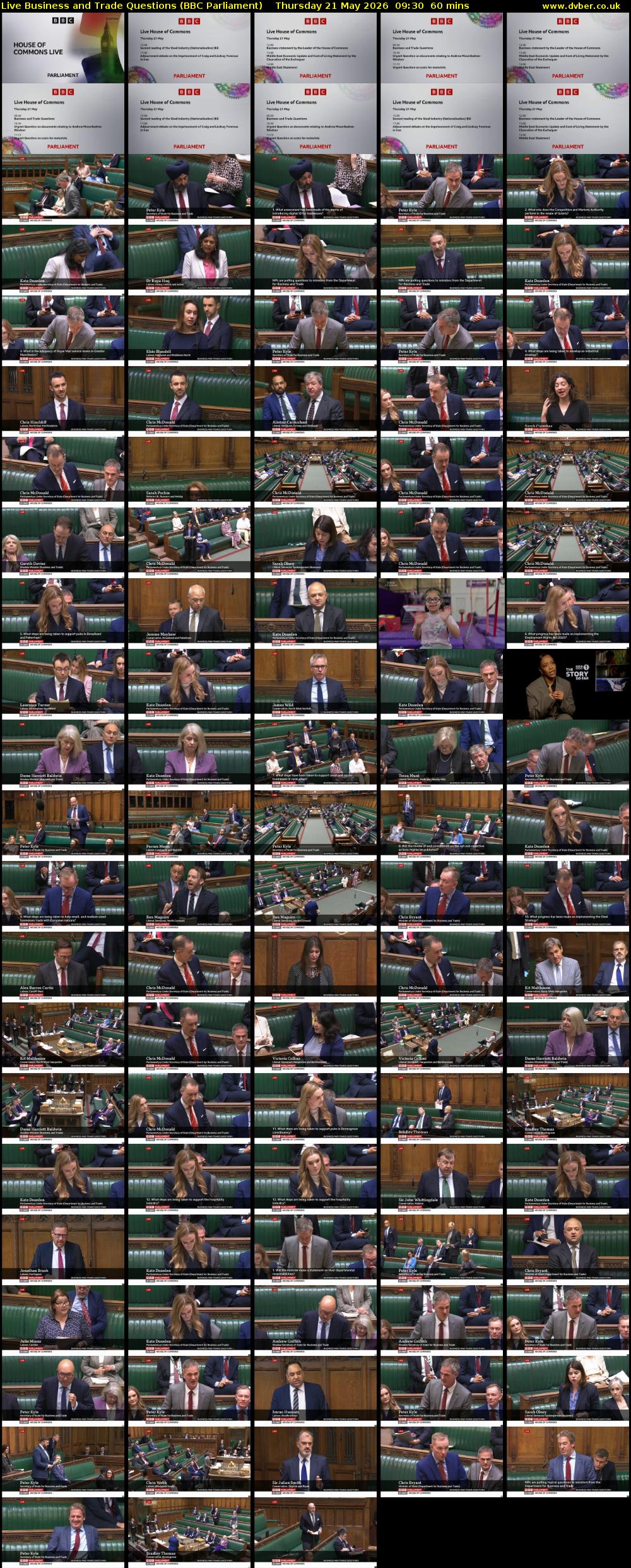Live Business and Trade Questions (BBC Parliament) Thursday 21 May 2026 09:30 - 10:30