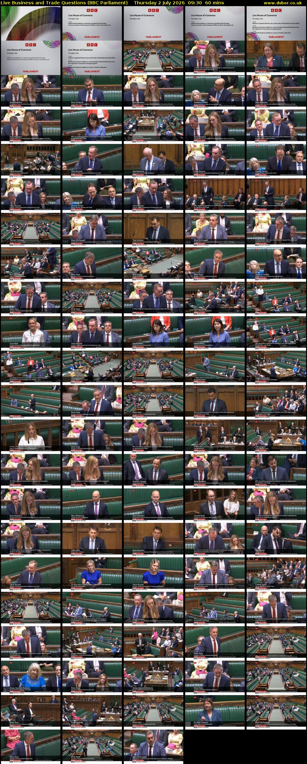 Live Business and Trade Questions (BBC Parliament) Thursday 2 July 2026 09:30 - 10:30