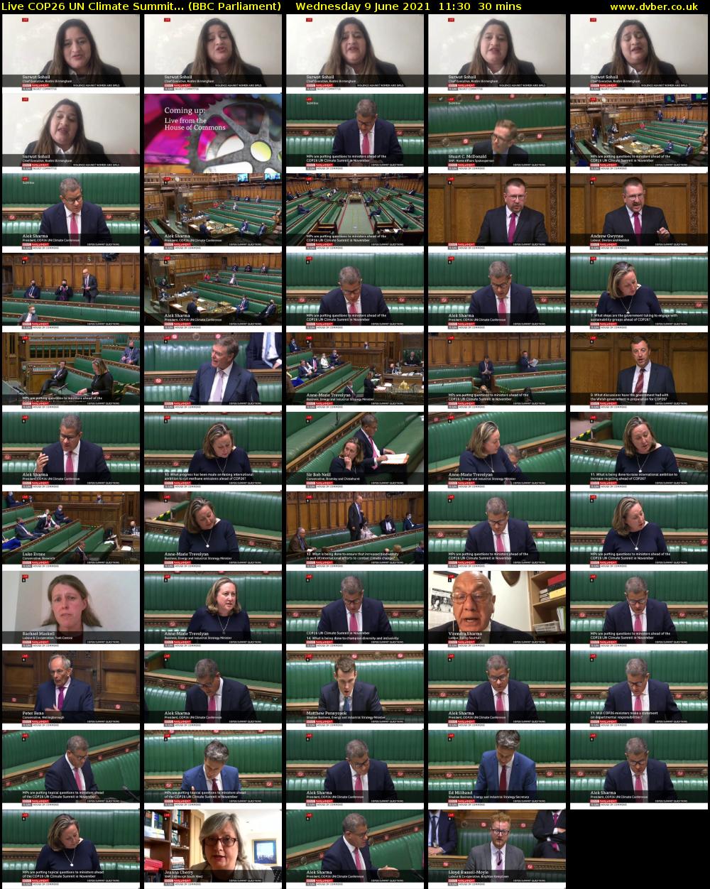 Live COP26 UN Climate Summit... (BBC Parliament) Wednesday 9 June 2021 11:30 - 12:00