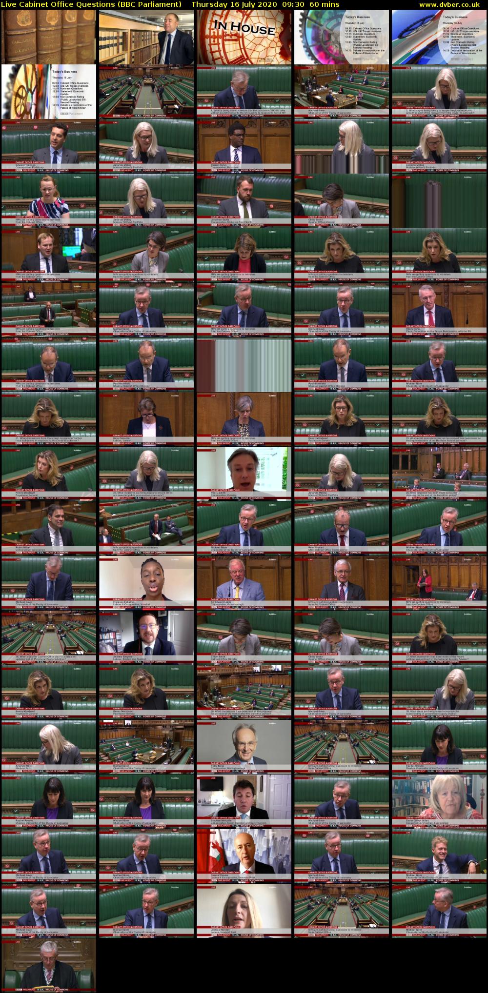 Live Cabinet Office Questions (BBC Parliament) Thursday 16 July 2020 09:30 - 10:30