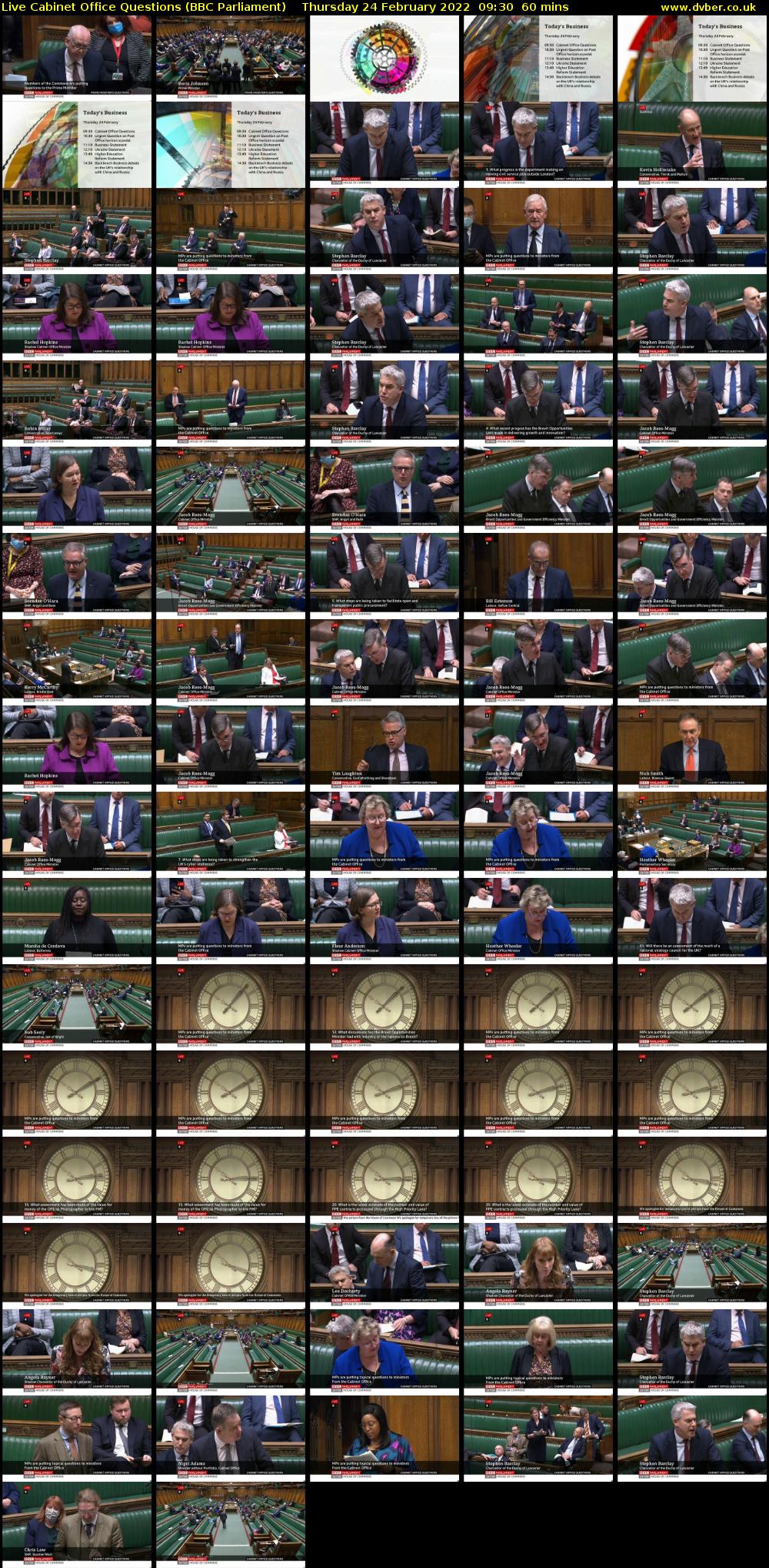 Live Cabinet Office Questions (BBC Parliament) Thursday 24 February 2022 09:30 - 10:30