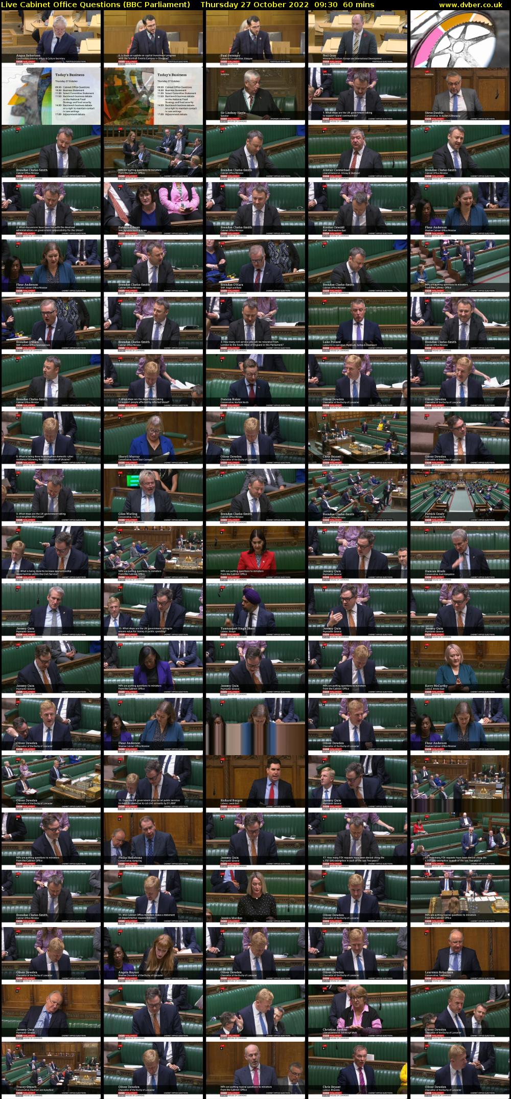 Live Cabinet Office Questions (BBC Parliament) Thursday 27 October 2022 09:30 - 10:30