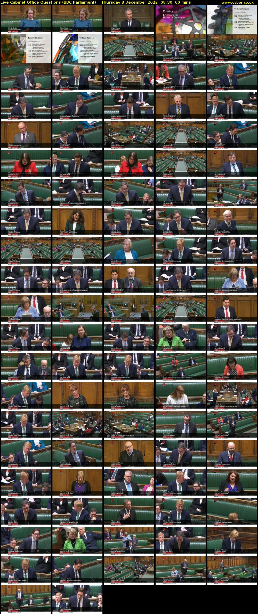 Live Cabinet Office Questions (BBC Parliament) Thursday 8 December 2022 09:30 - 10:30