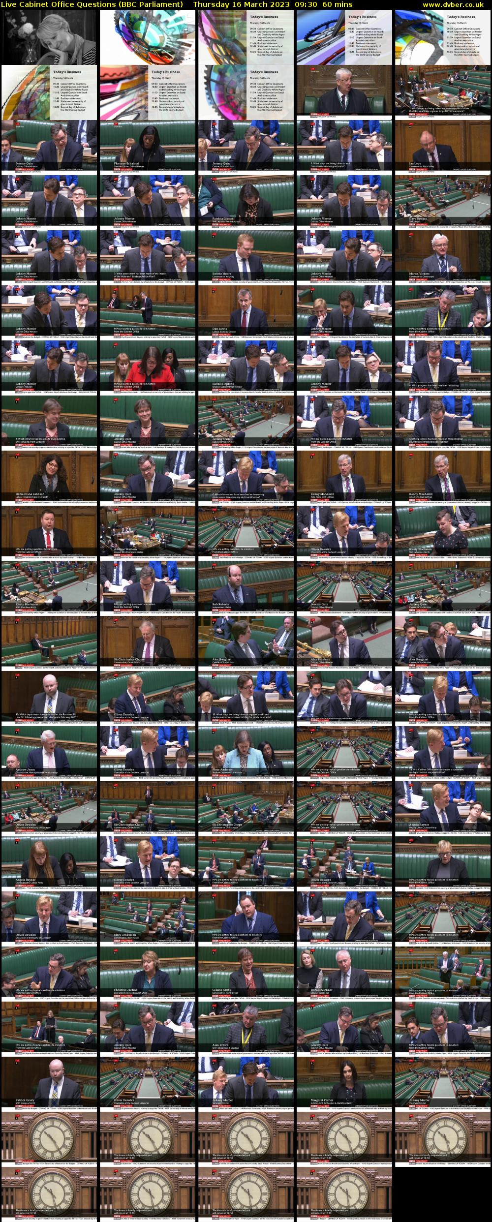 Live Cabinet Office Questions (BBC Parliament) Thursday 16 March 2023 09:30 - 10:30