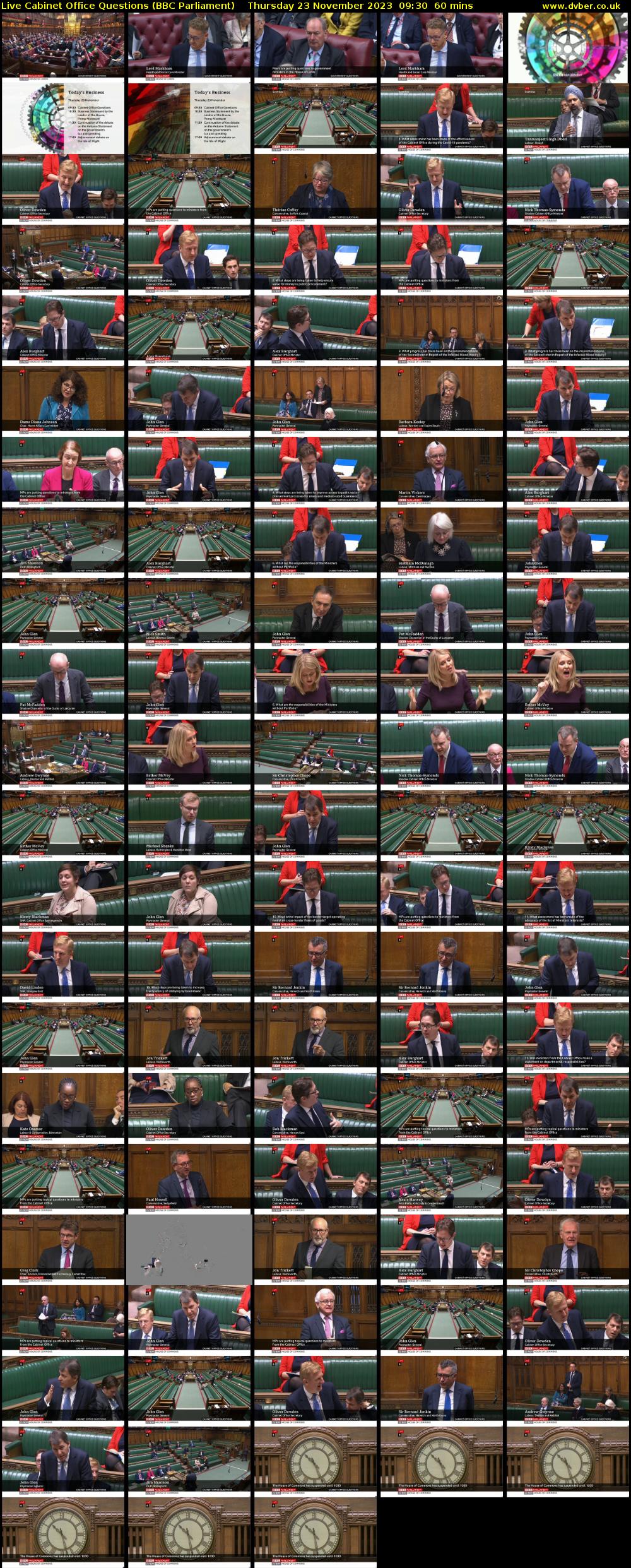 Live Cabinet Office Questions (BBC Parliament) Thursday 23 November 2023 09:30 - 10:30