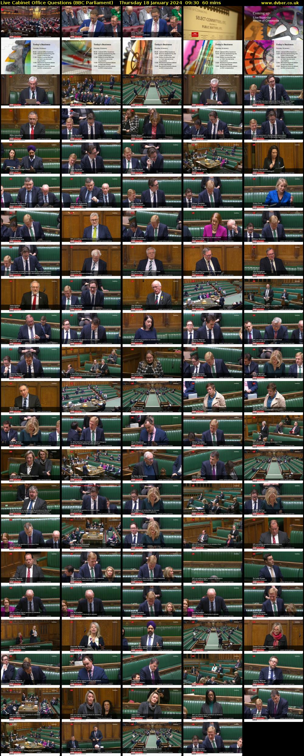 Live Cabinet Office Questions (BBC Parliament) Thursday 18 January 2024 09:30 - 10:30