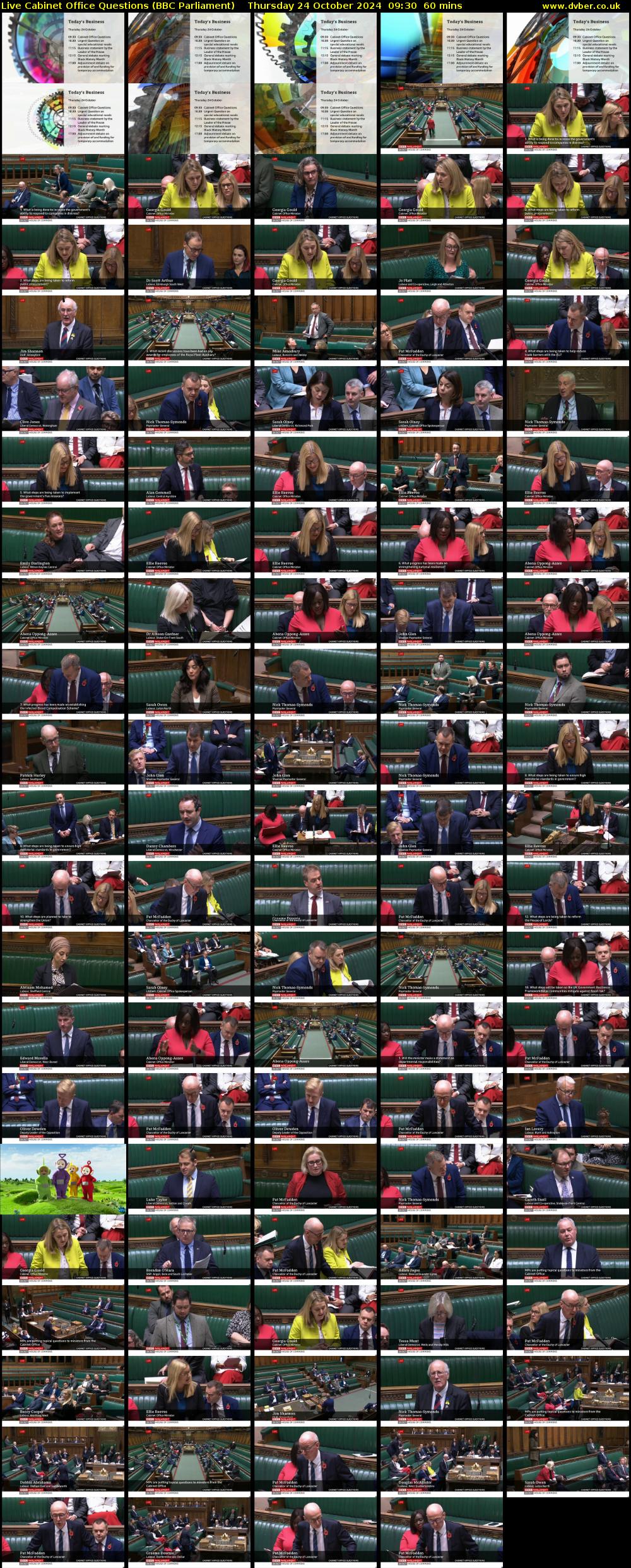 Live Cabinet Office Questions (BBC Parliament) Thursday 24 October 2024 09:30 - 10:30