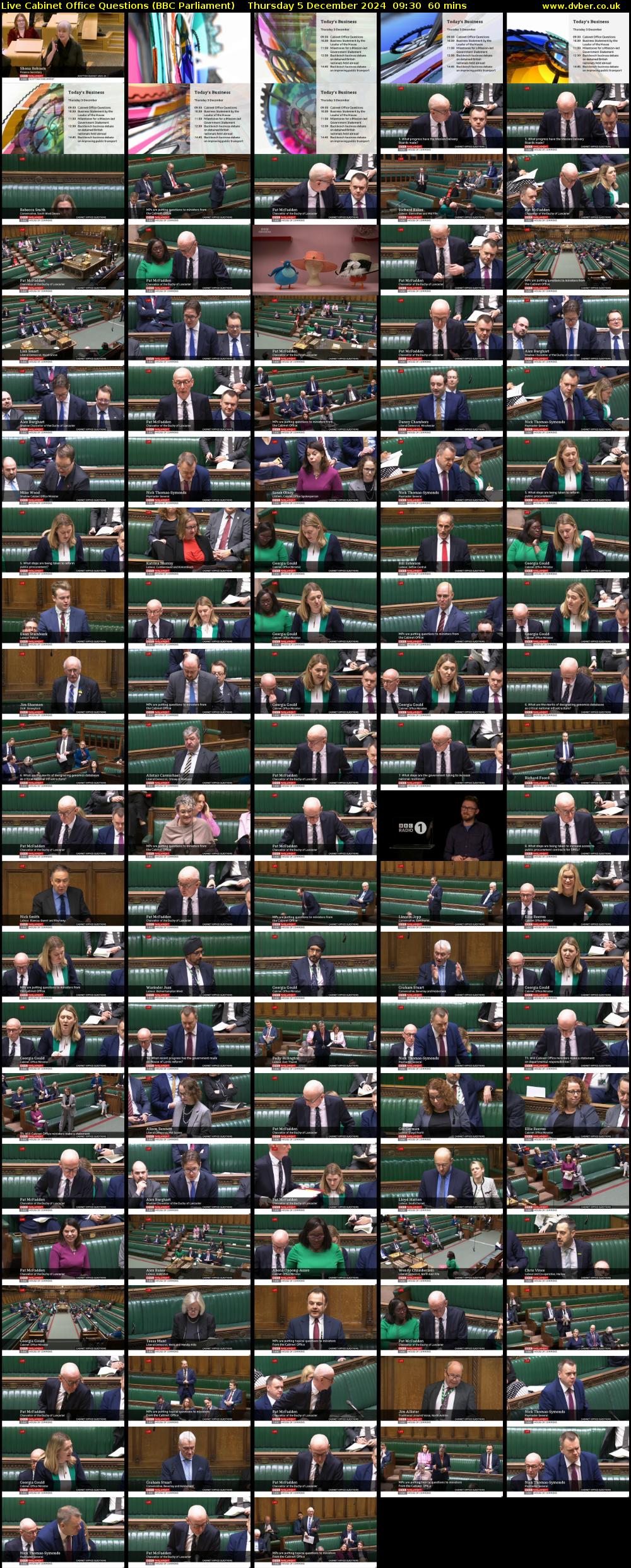 Live Cabinet Office Questions (BBC Parliament) Thursday 5 December 2024 09:30 - 10:30