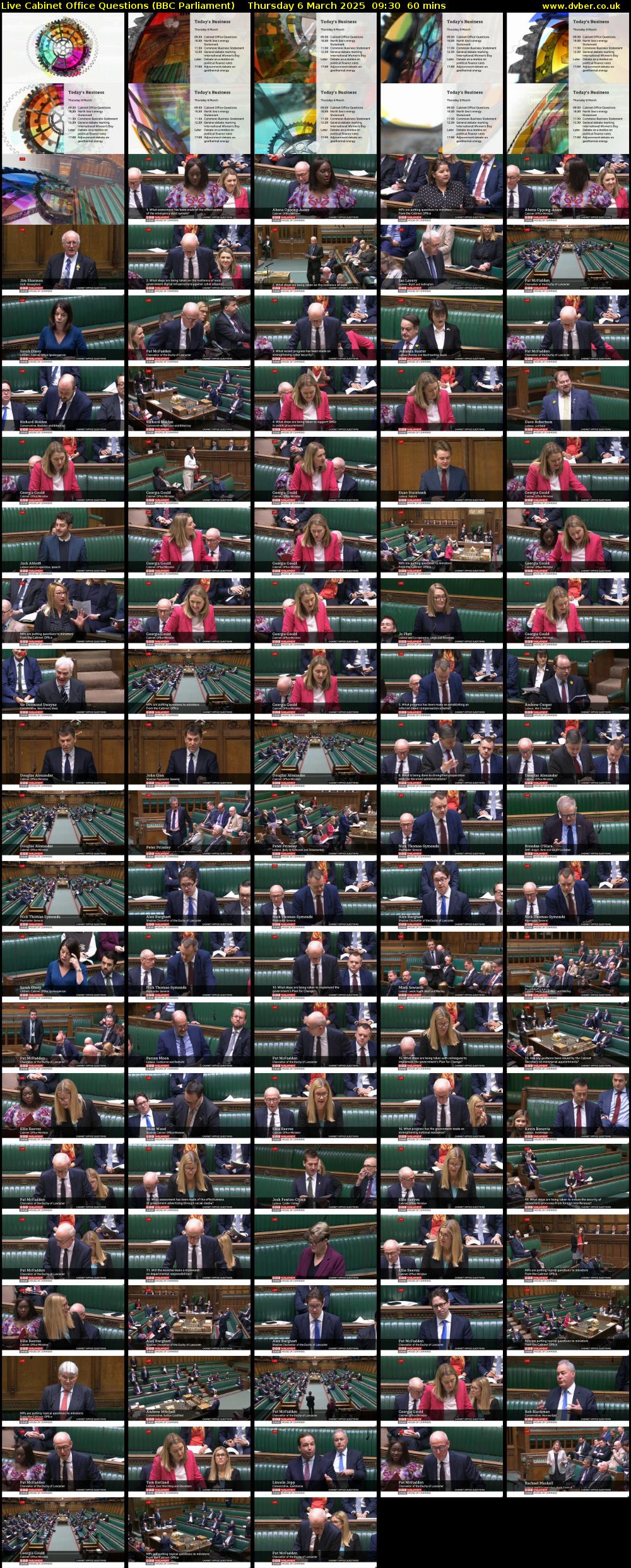 Live Cabinet Office Questions (BBC Parliament) Thursday 6 March 2025 09:30 - 10:30