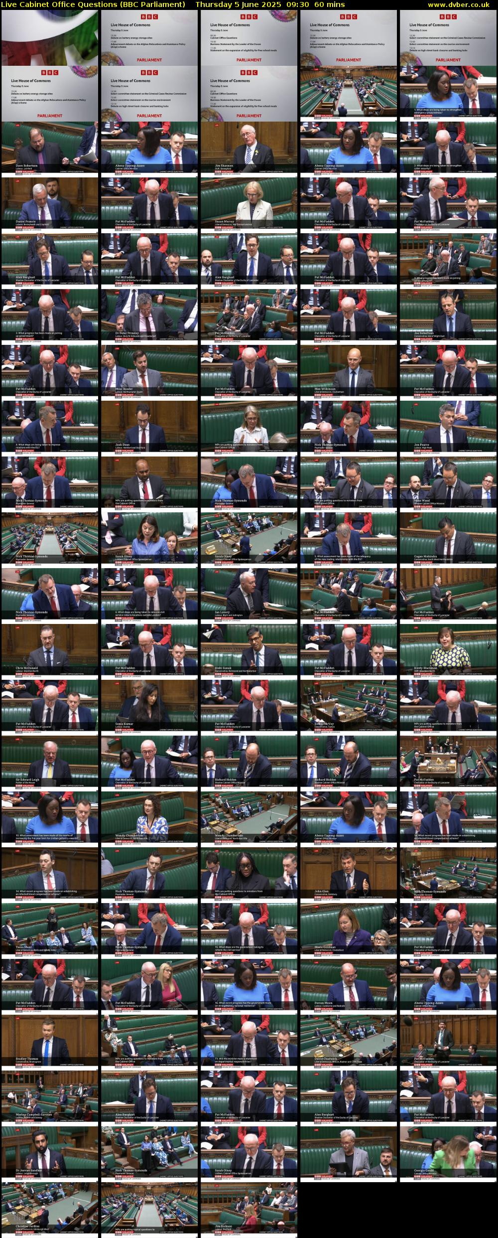 Live Cabinet Office Questions (BBC Parliament) Thursday 5 June 2025 09:30 - 10:30