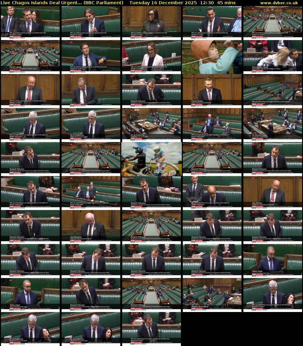 Live Chagos Islands Deal Urgent... (BBC Parliament) Tuesday 16 December 2025 12:30 - 13:15