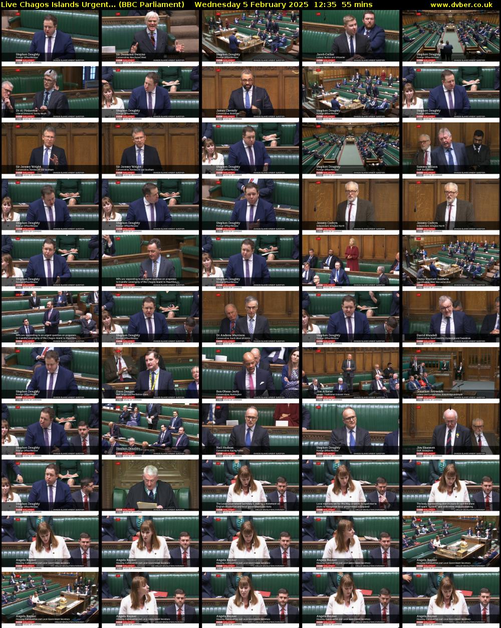 Live Chagos Islands Urgent... (BBC Parliament) Wednesday 5 February 2025 12:35 - 13:30