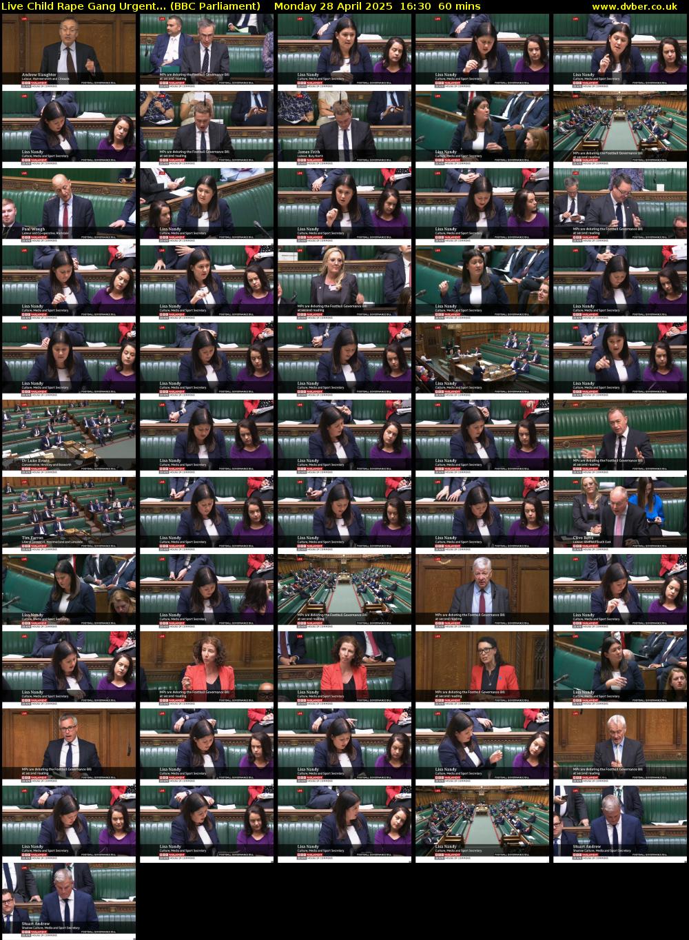Live Child Rape Gang Urgent... (BBC Parliament) Monday 28 April 2025 16:30 - 17:30