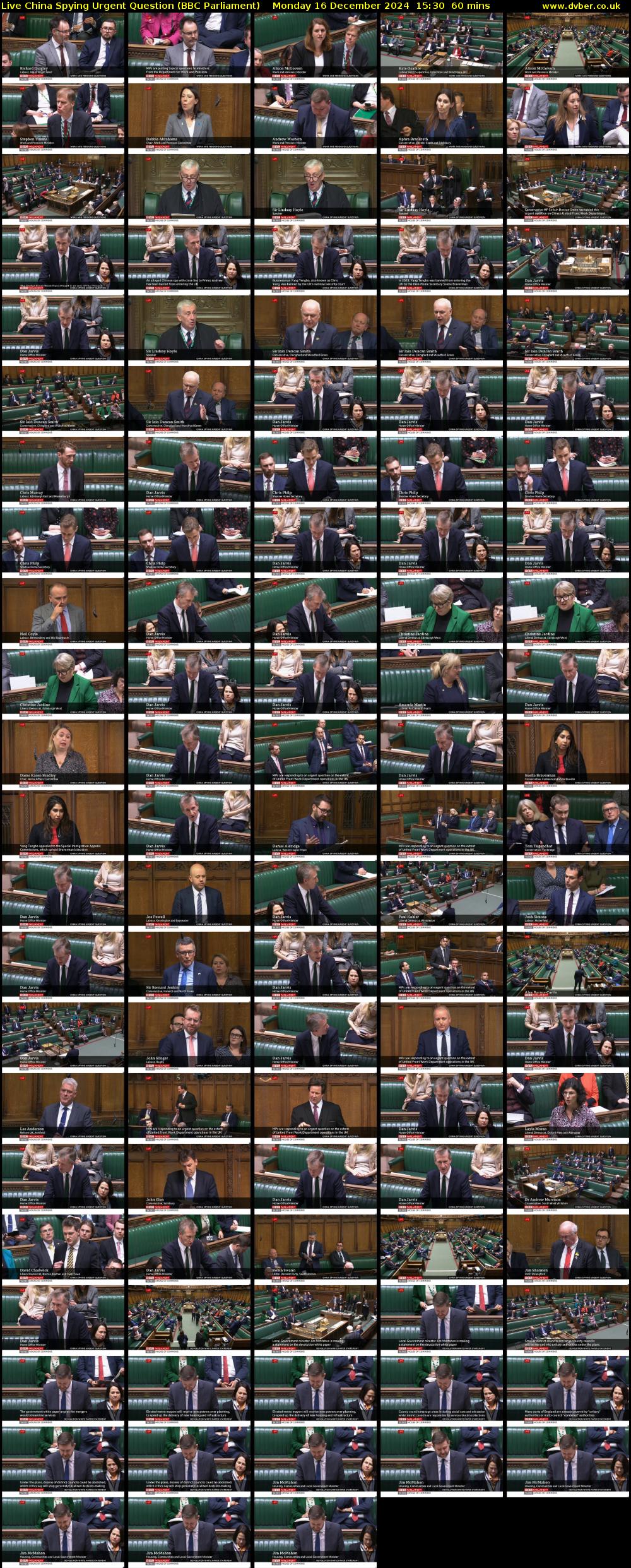 Live China Spying Urgent Question (BBC Parliament) Monday 16 December 2024 15:30 - 16:30