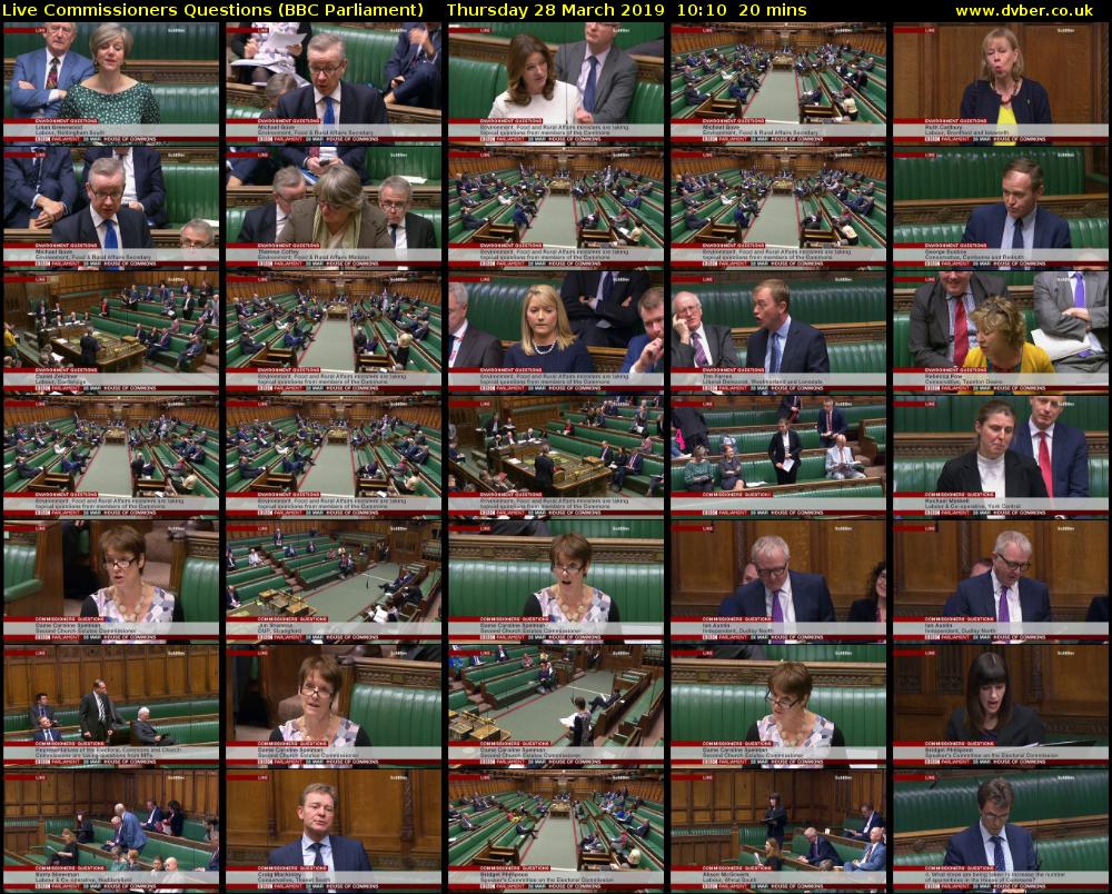 Live Commissioners Questions (BBC Parliament) Thursday 28 March 2019 10:10 - 10:30