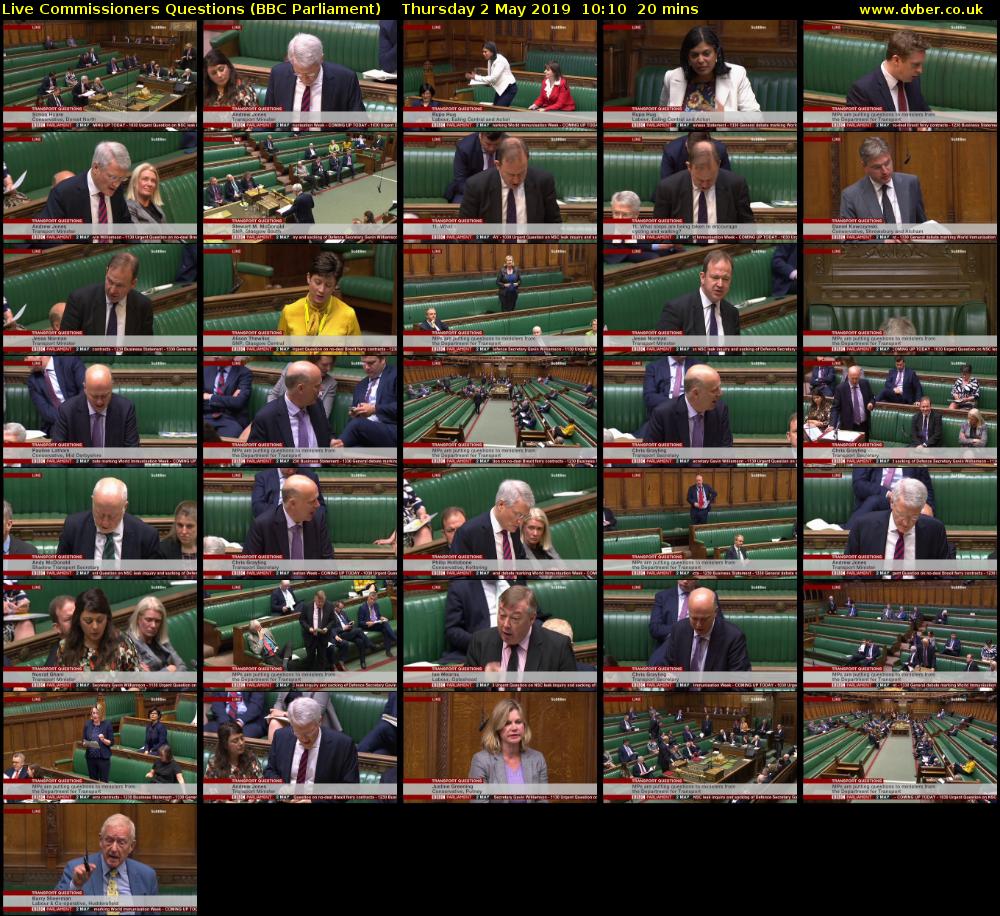 Live Commissioners Questions (BBC Parliament) Thursday 2 May 2019 10:10 - 10:30