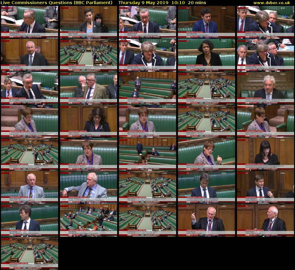 Live Commissioners Questions (BBC Parliament) Thursday 9 May 2019 10:10 - 10:30