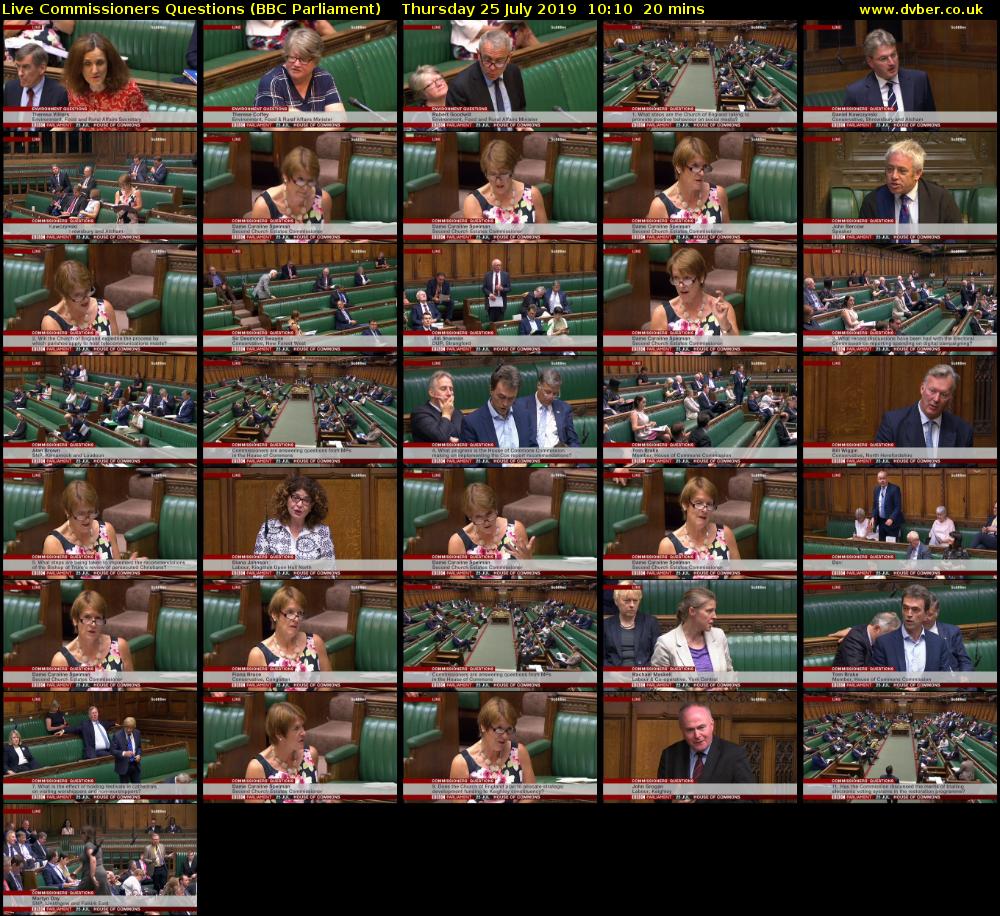 Live Commissioners Questions (BBC Parliament) Thursday 25 July 2019 10:10 - 10:30