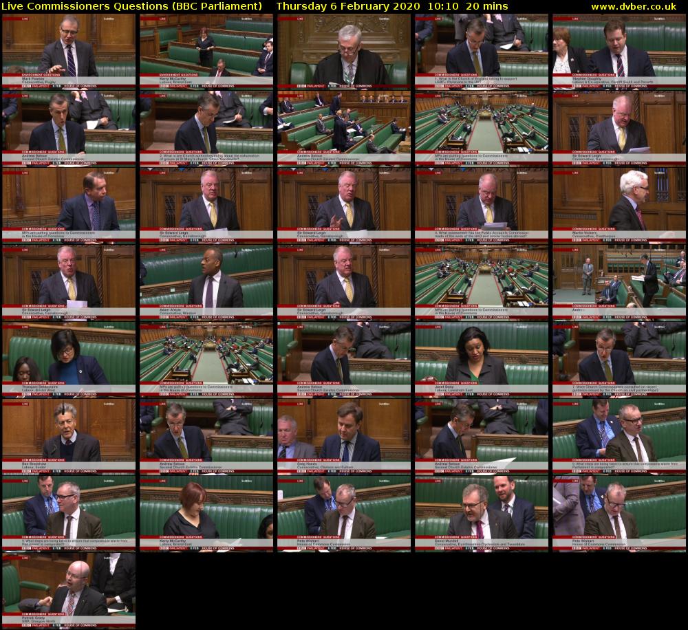 Live Commissioners Questions (BBC Parliament) Thursday 6 February 2020 10:10 - 10:30