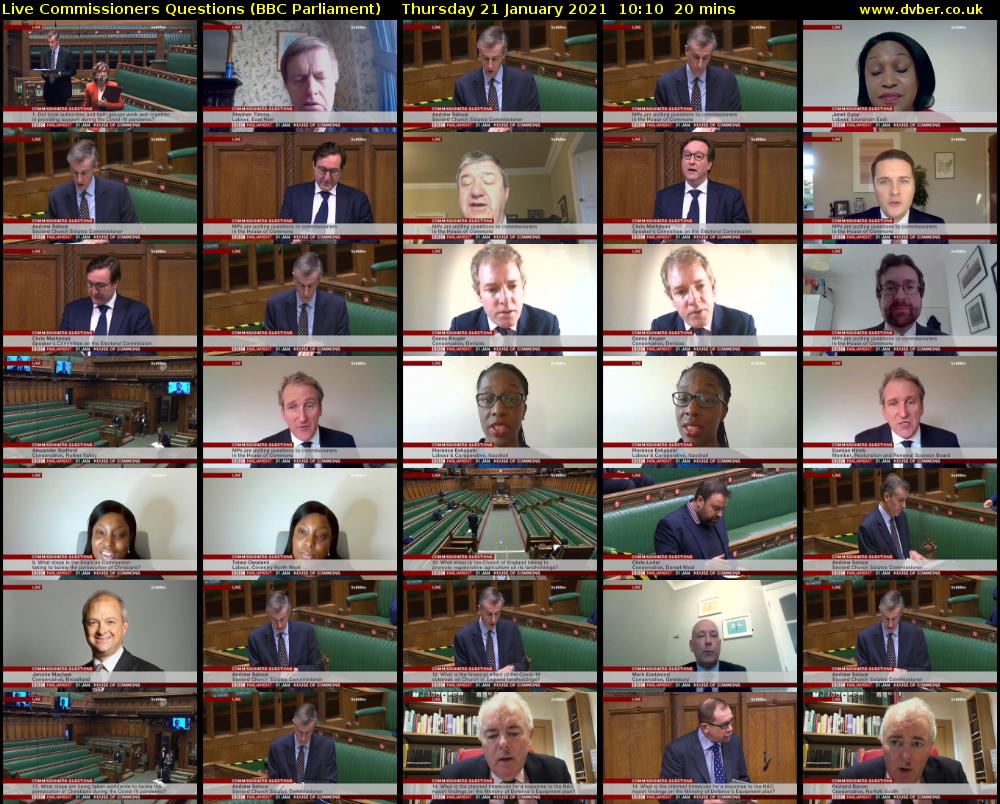 Live Commissioners Questions (BBC Parliament) Thursday 21 January 2021 10:10 - 10:30