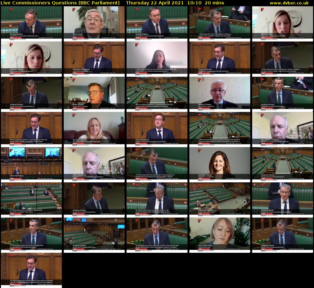 Live Commissioners Questions (BBC Parliament) Thursday 22 April 2021 10:10 - 10:30