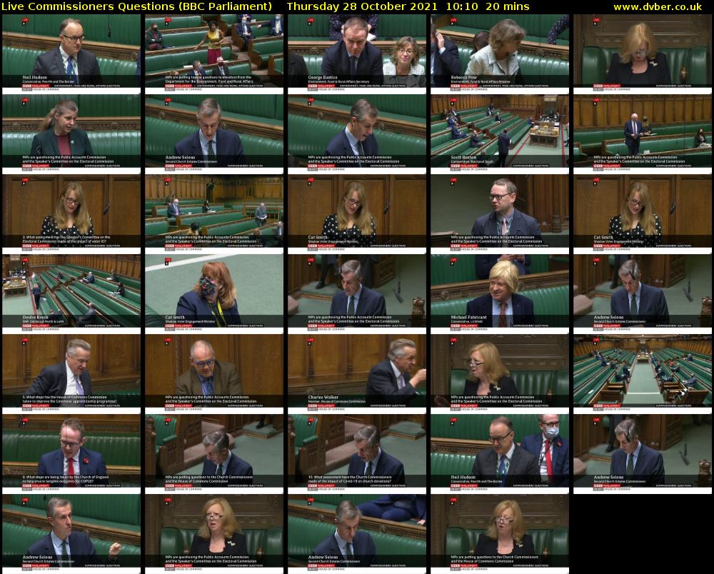 Live Commissioners Questions (BBC Parliament) Thursday 28 October 2021 10:10 - 10:30
