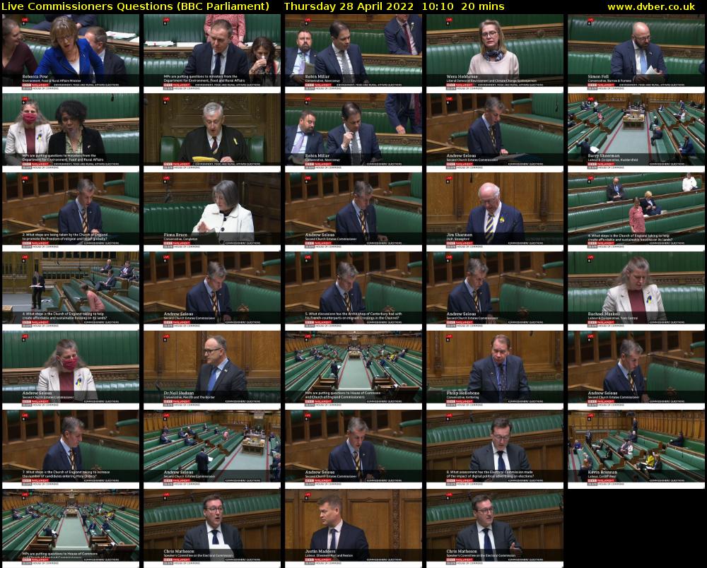 Live Commissioners Questions (BBC Parliament) Thursday 28 April 2022 10:10 - 10:30