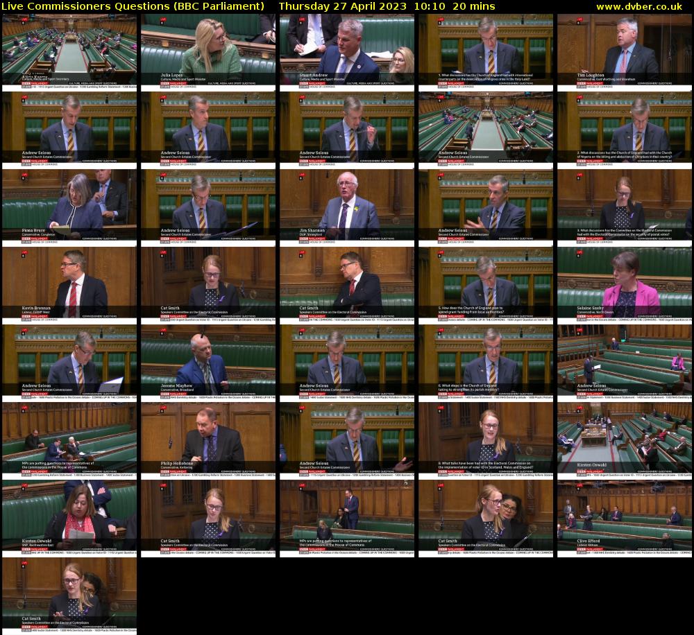Live Commissioners Questions (BBC Parliament) Thursday 27 April 2023 10:10 - 10:30