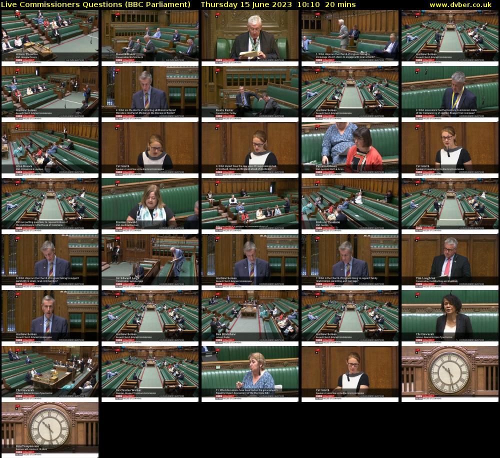 Live Commissioners Questions (BBC Parliament) Thursday 15 June 2023 10:10 - 10:30
